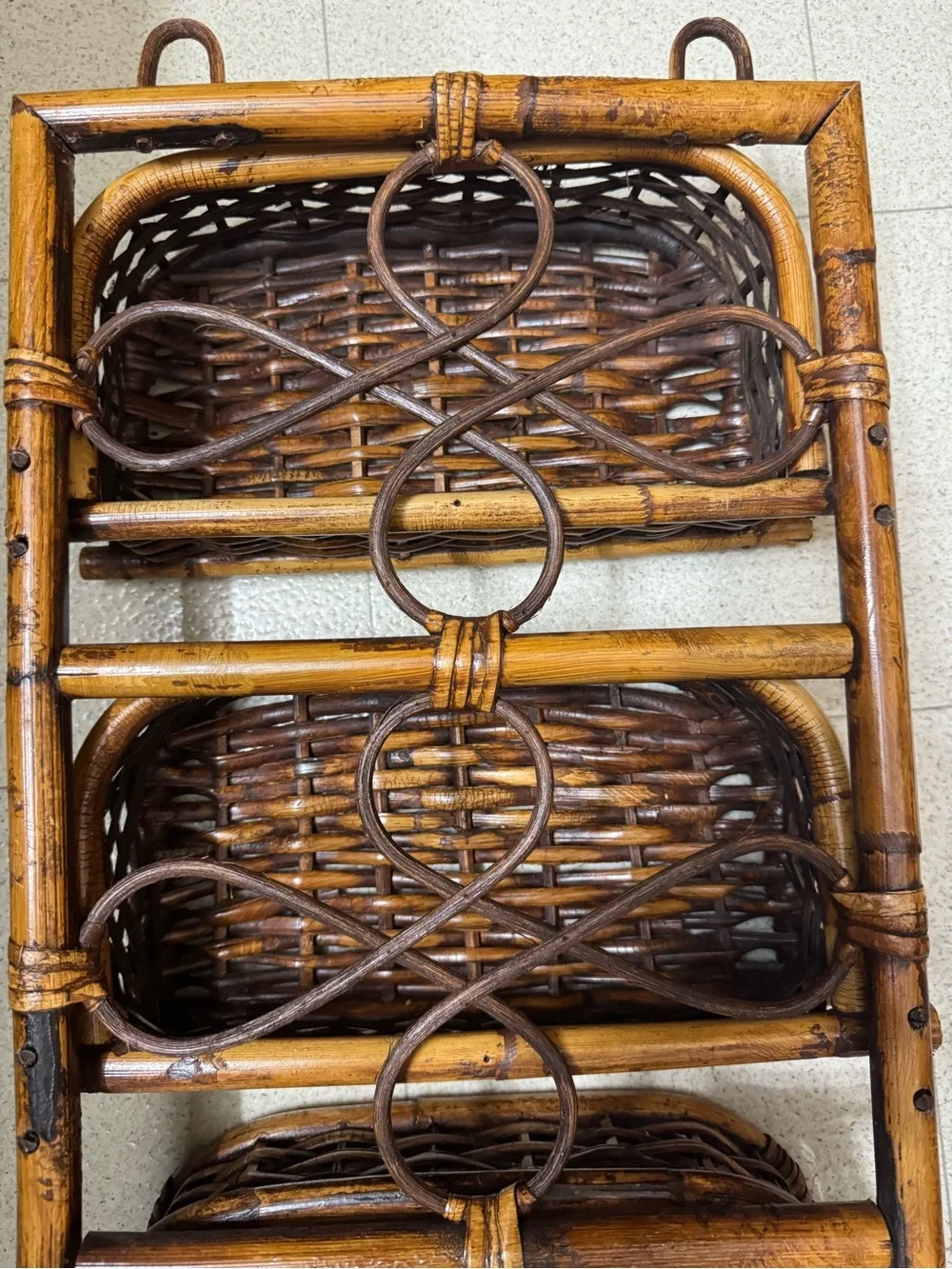 Three-Tier Woven Wall Shelf - Brown